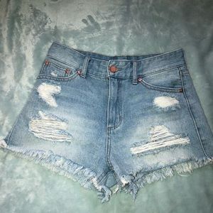JBD Distressed High-Waisted Denim Shorts
